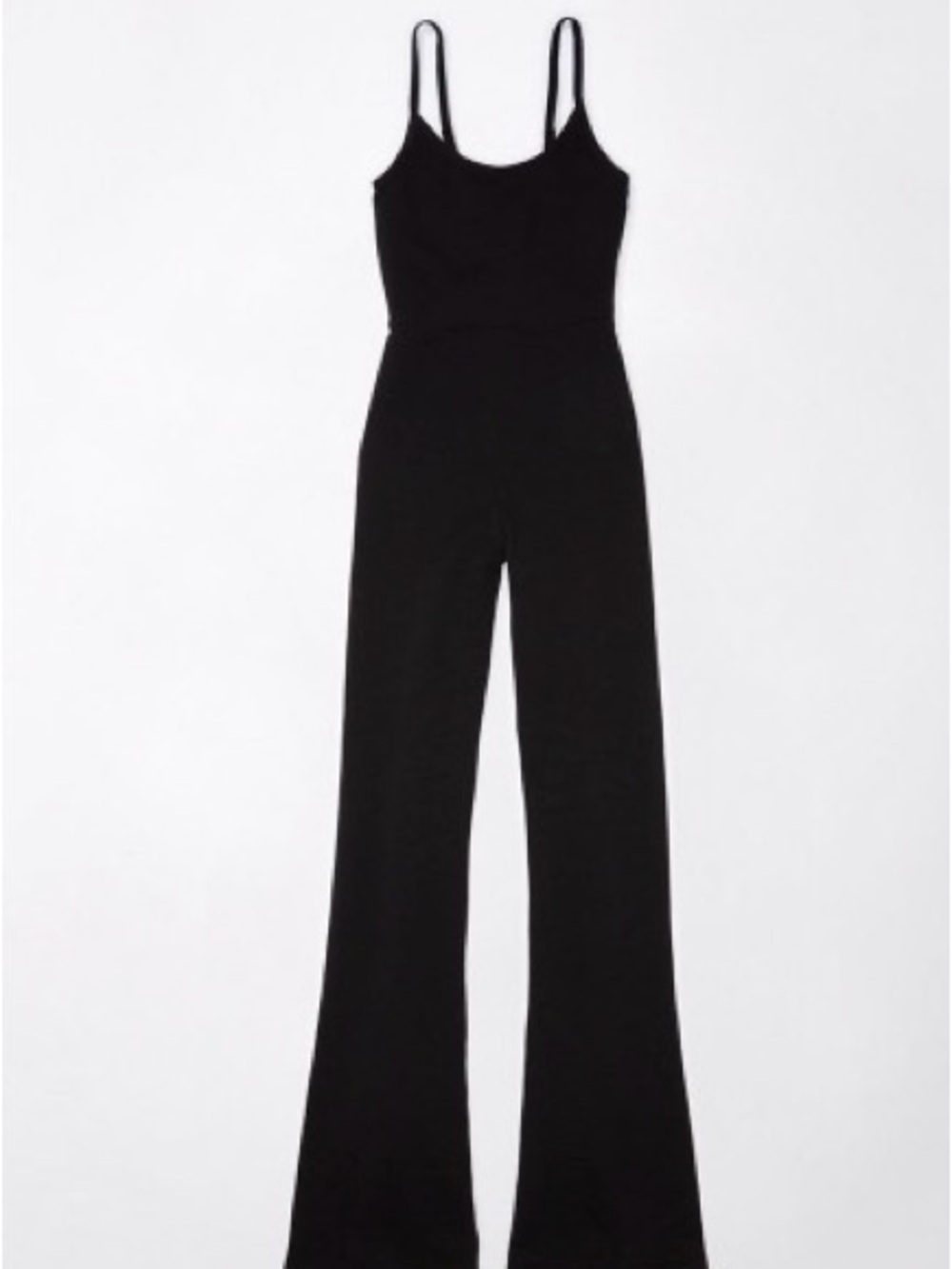 aerie Black Knit Flare Jumpsuit
